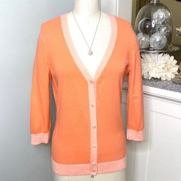 Tommy Hilfiger V Neck Button Front Sweater Cardigan Orange Medium - Picture 3 of 8